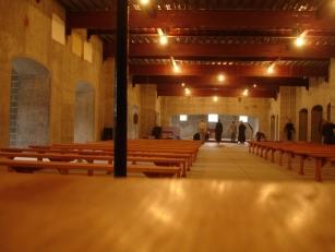 Inside the crypt, used as a church for Nick's ceremony